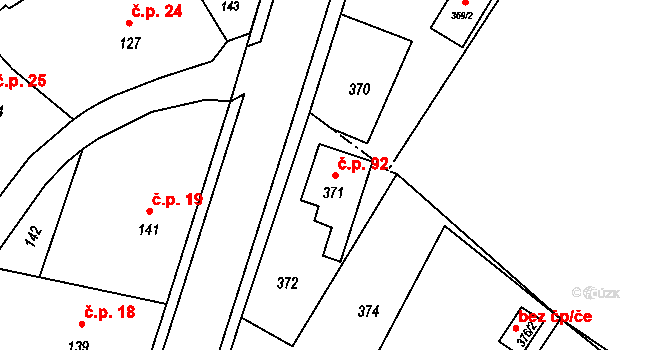 Děhylov 92 na parcele st. 371 v KÚ Děhylov, Katastrální mapa