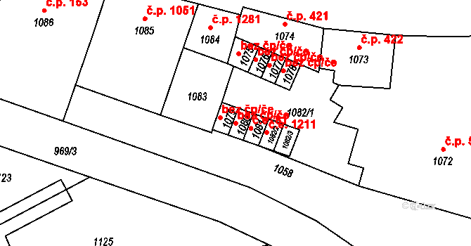 Děčín 43508600 na parcele st. 1080 v KÚ Podmokly, Katastrální mapa