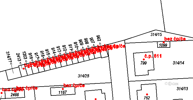 Přibyslav 44550600 na parcele st. 907 v KÚ Přibyslav, Katastrální mapa