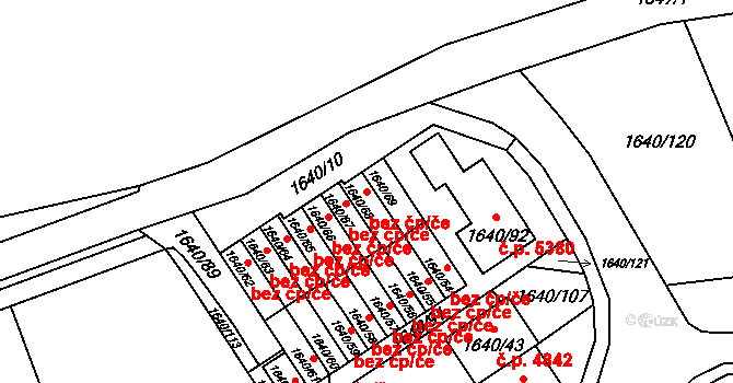 Chomutov 45076600 na parcele st. 1640/68 v KÚ Chomutov I, Katastrální mapa