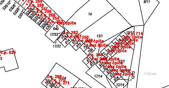Krupka 45099600 na parcele st. 798 v KÚ Bohosudov, Katastrální mapa
