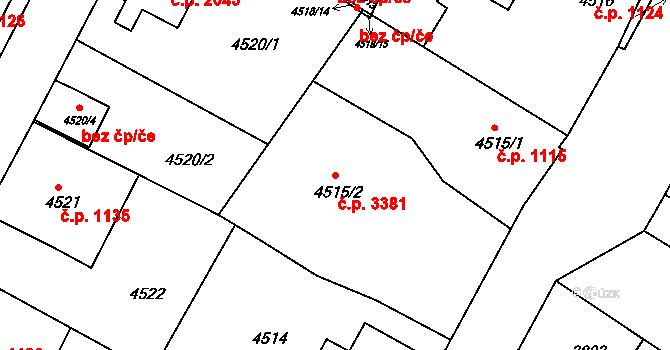 Česká Lípa 3381 na parcele st. 4515/2 v KÚ Česká Lípa, Katastrální mapa