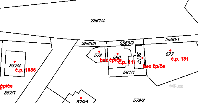 Plzeň 46488600 na parcele st. 578 v KÚ Skvrňany, Katastrální mapa