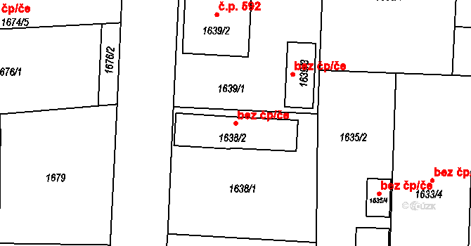 České Budějovice 48363600 na parcele st. 1638/2 v KÚ České Budějovice 4, Katastrální mapa