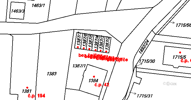 Vikýřovice 48722600 na parcele st. 1387/4 v KÚ Vikýřovice, Katastrální mapa