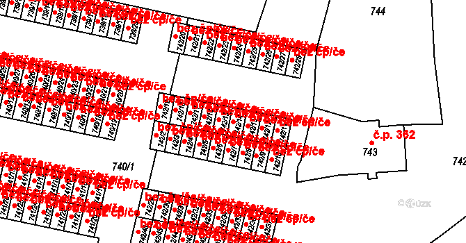 Sokolov 49555600 na parcele st. 742/14 v KÚ Sokolov, Katastrální mapa