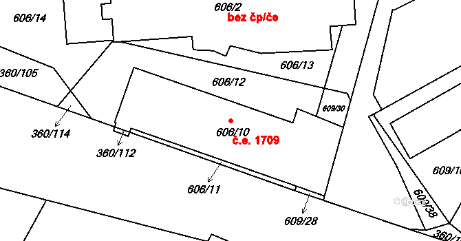 Sedlešovice 1709, Nový Šaldorf-Sedlešovice na parcele st. 606/10 v KÚ Sedlešovice, Katastrální mapa