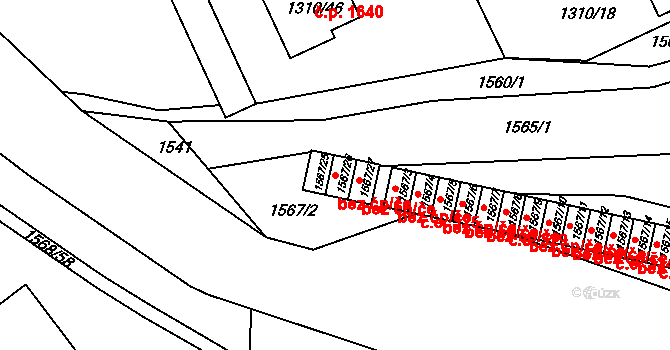 Velké Meziříčí 50358600 na parcele st. 1567/26 v KÚ Velké Meziříčí, Katastrální mapa