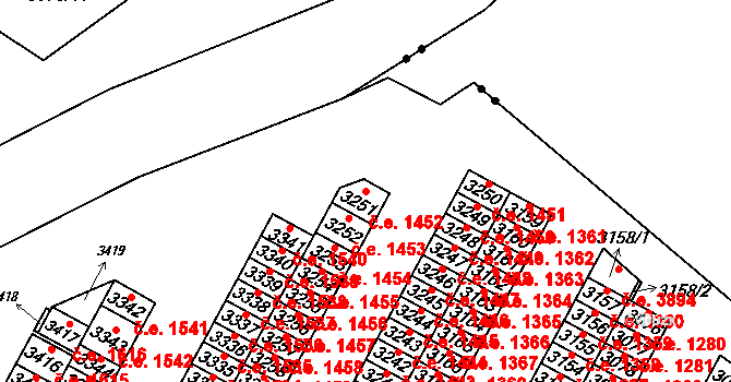 Město 1452, Havířov na parcele st. 3251 v KÚ Havířov-město, Katastrální mapa