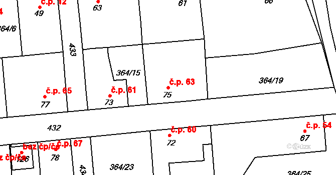 Beroun-Jarov 63, Beroun na parcele st. 75 v KÚ Jarov u Berouna, Katastrální mapa