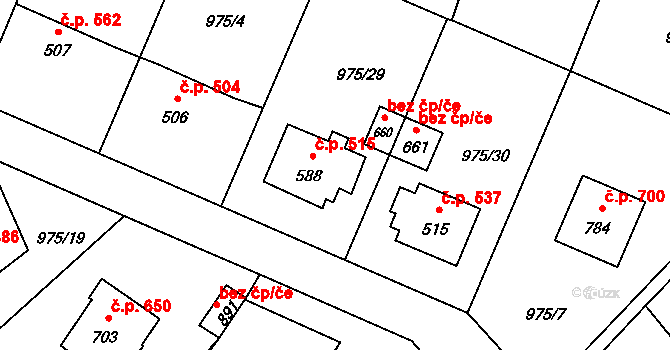Mořkov 515 na parcele st. 588 v KÚ Mořkov, Katastrální mapa