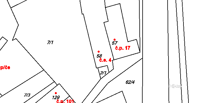 Liběšovice 4, Blšany na parcele st. 58 v KÚ Liběšovice, Katastrální mapa