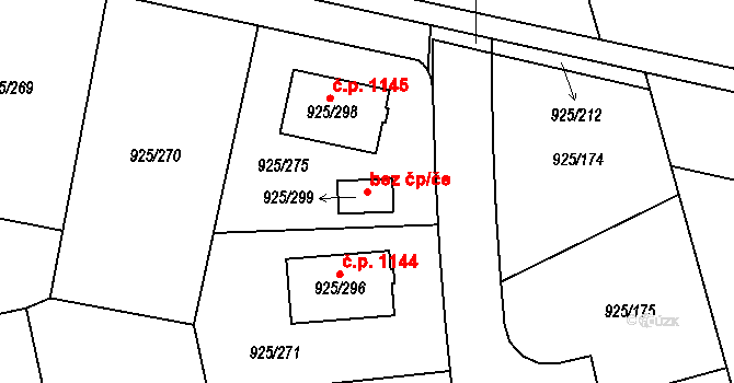 Srubec 91681600 na parcele st. 925/299 v KÚ Srubec, Katastrální mapa