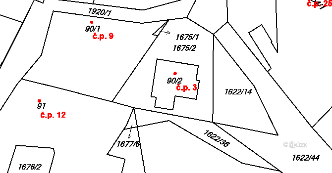 Chlístov 3, Okrouhlice na parcele st. 90/2 v KÚ Chlístov u Okrouhlice, Katastrální mapa
