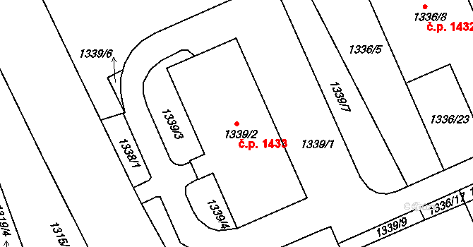 Rychnov nad Kněžnou 1433 na parcele st. 1339/2 v KÚ Rychnov nad Kněžnou, Katastrální mapa