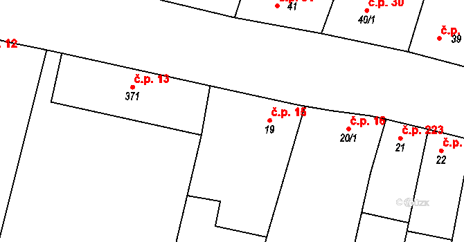 Strachotín 15 na parcele st. 19 v KÚ Strachotín, Katastrální mapa