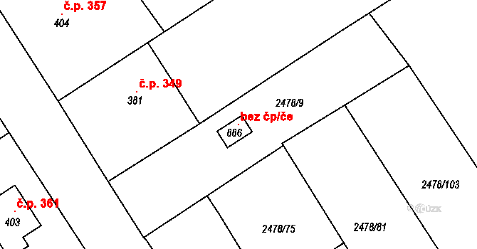 Horní Cerekev 100832601 na parcele st. 886 v KÚ Horní Cerekev, Katastrální mapa