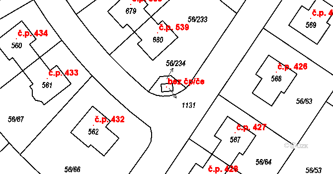 Hovorčovice 104266601 na parcele st. 1131 v KÚ Hovorčovice, Katastrální mapa