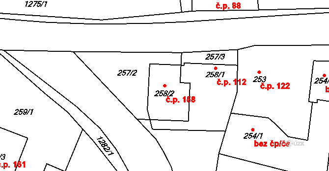Citonice 158 na parcele st. 258/2 v KÚ Citonice, Katastrální mapa