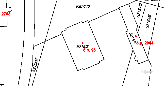 Přerov I-Město 93, Přerov na parcele st. 5215/3 v KÚ Přerov, Katastrální mapa