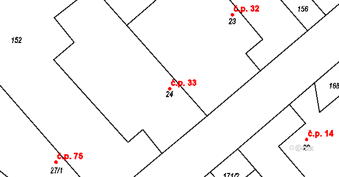 Svobodná Ves 33, Horka I na parcele st. 24 v KÚ Horka u Žehušic, Katastrální mapa