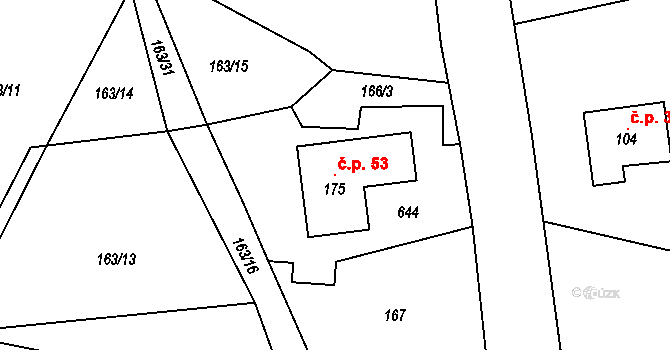 Skála 53, Boháňka na parcele st. 175 v KÚ Boháňka, Katastrální mapa