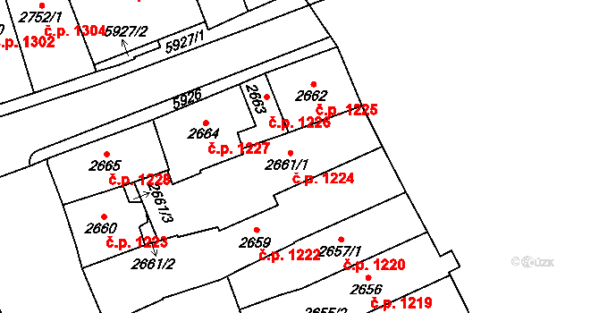 Jihlava 1224 na parcele st. 2661/1 v KÚ Jihlava, Katastrální mapa