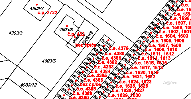 Jihlava 4381 na parcele st. 4903/84 v KÚ Jihlava, Katastrální mapa