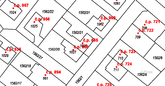 Říčany 855 na parcele st. 1026 v KÚ Říčany u Prahy, Katastrální mapa