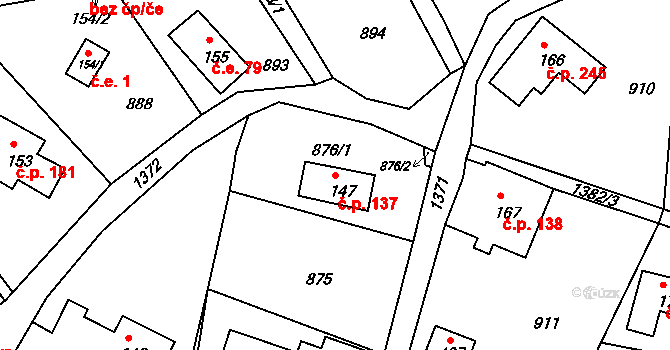 Pihel 137, Nový Bor na parcele st. 147 v KÚ Pihel, Katastrální mapa