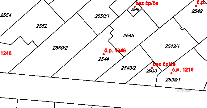 Vracov 1346 na parcele st. 2544 v KÚ Vracov, Katastrální mapa