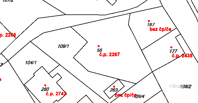 Šumperk 2267 na parcele st. 56 v KÚ Horní Temenice, Katastrální mapa