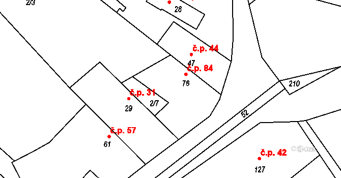 Cerhýnky 84, Cerhenice na parcele st. 76 v KÚ Cerhýnky, Katastrální mapa