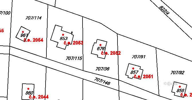Skuheř 2052, Kamenice na parcele st. 676 v KÚ Těptín, Katastrální mapa
