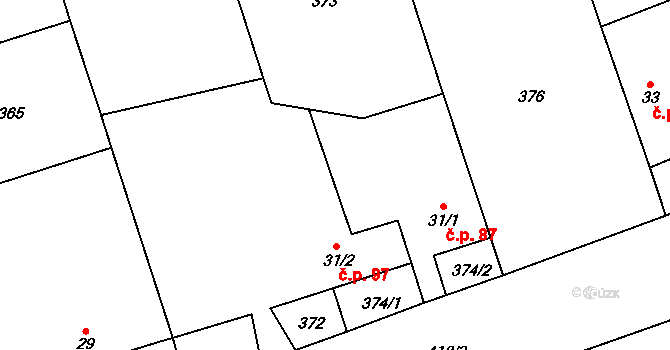 Žipotín 87, Gruna na parcele st. 31/1 v KÚ Žipotín, Katastrální mapa