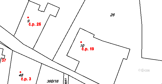 Kardavec 19, Hluboš na parcele st. 10 v KÚ Kardavec, Katastrální mapa