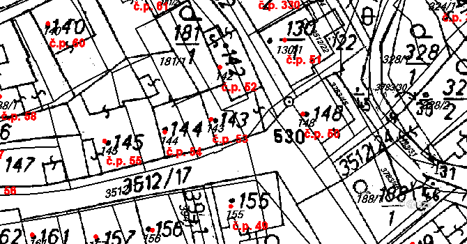 Cvikov I 53, Cvikov na parcele st. 143 v KÚ Cvikov, Katastrální mapa