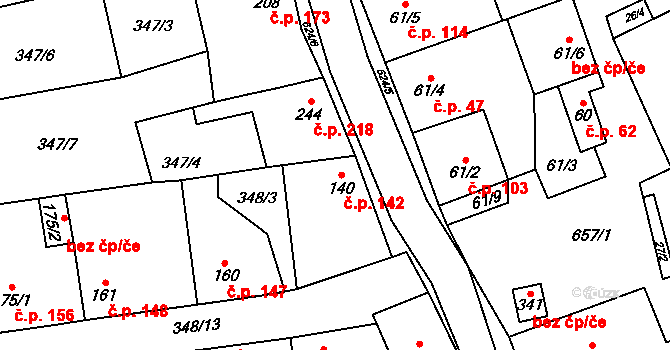 Čížkovice 142 na parcele st. 140 v KÚ Čížkovice, Katastrální mapa
