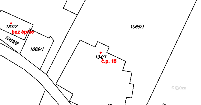 Dolní Sloupnice 15, Sloupnice na parcele st. 134/1 v KÚ Dolní Sloupnice, Katastrální mapa