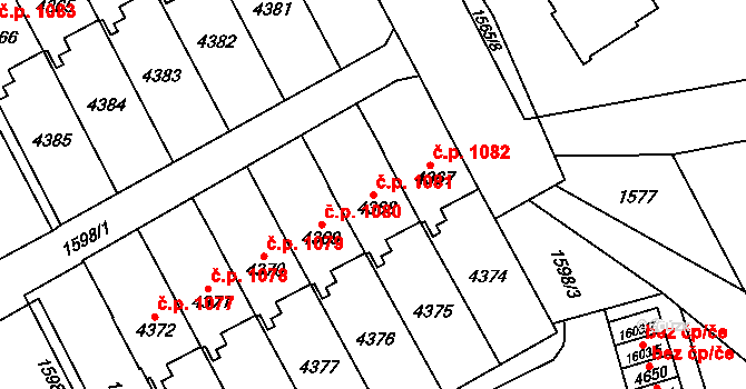 Žamberk 1081 na parcele st. 4368 v KÚ Žamberk, Katastrální mapa