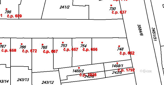 Lysá nad Labem 656 na parcele st. 754 v KÚ Lysá nad Labem, Katastrální mapa