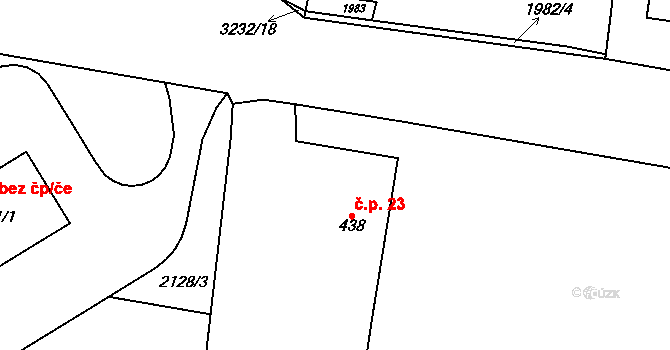 Gajer 23, Janov na parcele st. 438 v KÚ Janov u Litomyšle, Katastrální mapa