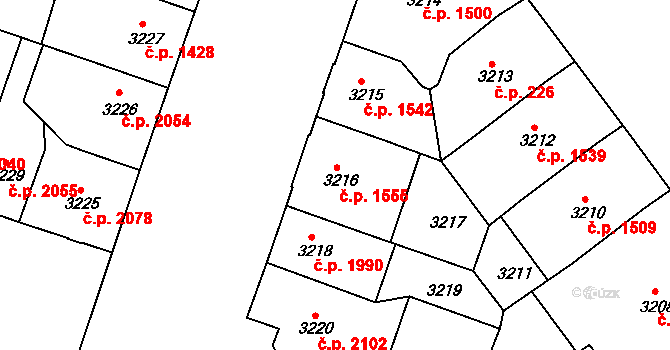 Teplice 1555 na parcele st. 3216 v KÚ Teplice, Katastrální mapa