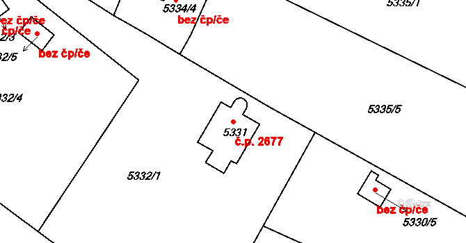 Frýdek 2677, Frýdek-Místek na parcele st. 5331 v KÚ Frýdek, Katastrální mapa