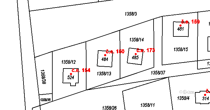 Lubno 150, Frýdlant nad Ostravicí na parcele st. 484 v KÚ Lubno, Katastrální mapa