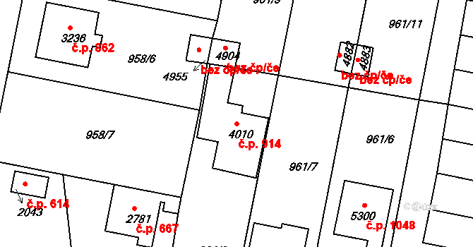 Plzeňské Předměstí 914, Rokycany na parcele st. 4010 v KÚ Rokycany, Katastrální mapa