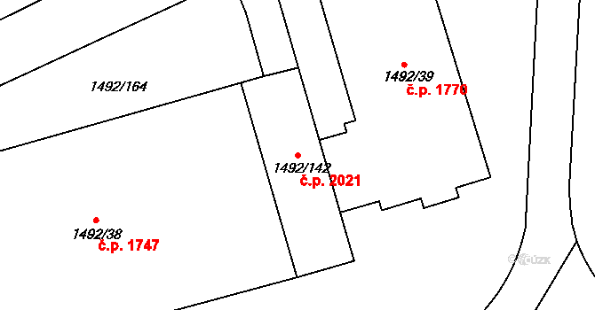 Sokolov 2021 na parcele st. 1492/142 v KÚ Sokolov, Katastrální mapa