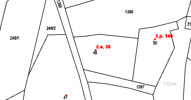 Studenec 36, Oloví na parcele st. 49 v KÚ Studenec u Oloví, Katastrální mapa