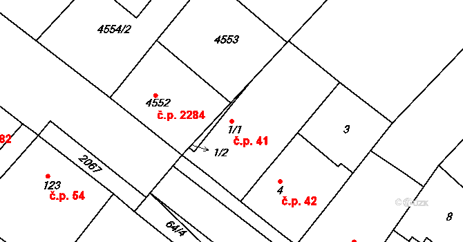 Skuhrov 41, Velký Borek na parcele st. 1/1 v KÚ Skuhrov u Mělníka, Katastrální mapa