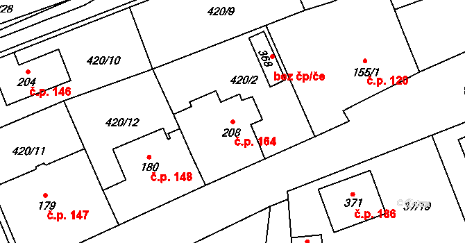Luby 164, Klatovy na parcele st. 208 v KÚ Luby, Katastrální mapa